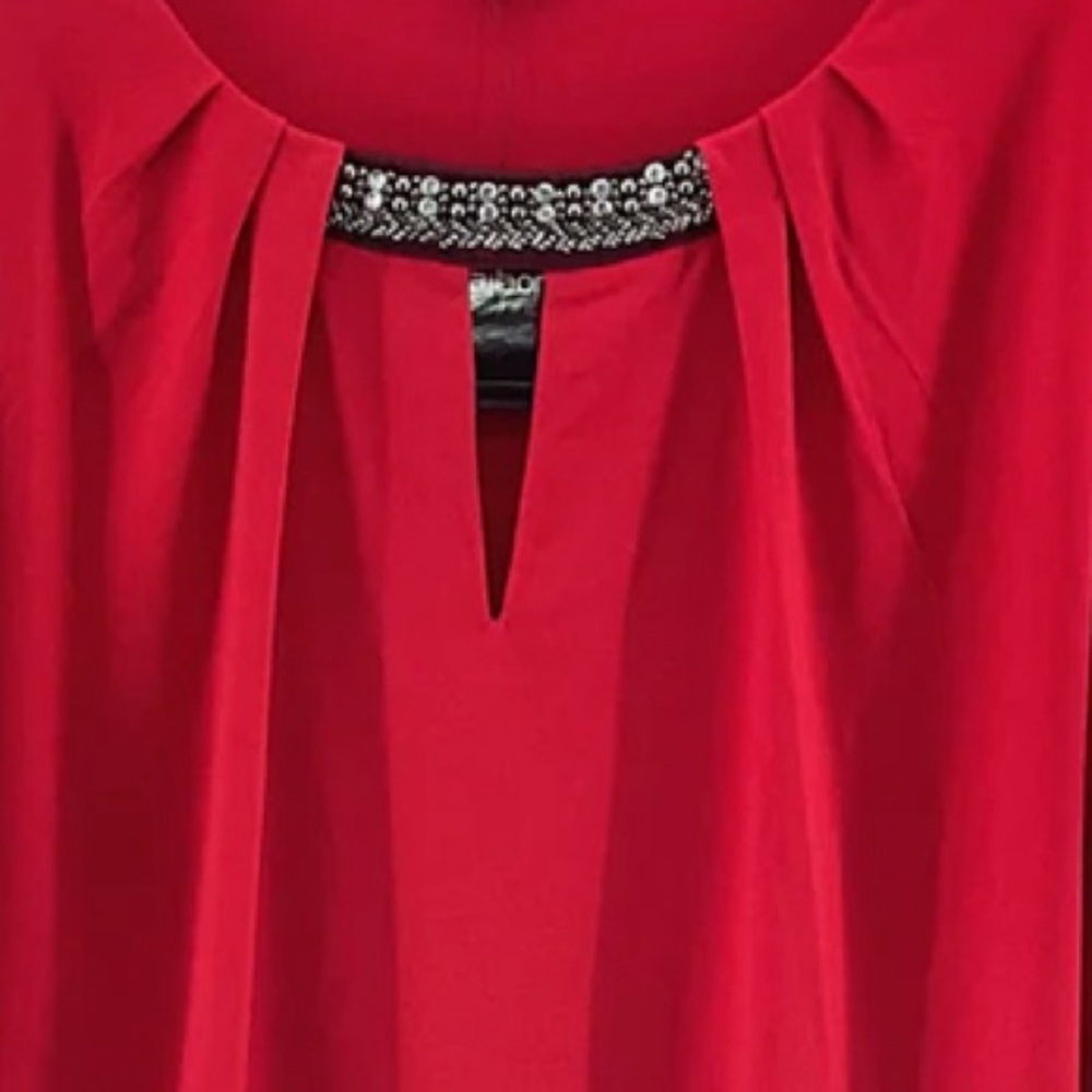 Liz Claiborne Women’s Red Dressy Flowy Tunic Top Size 2X - Picture 7 of 11
